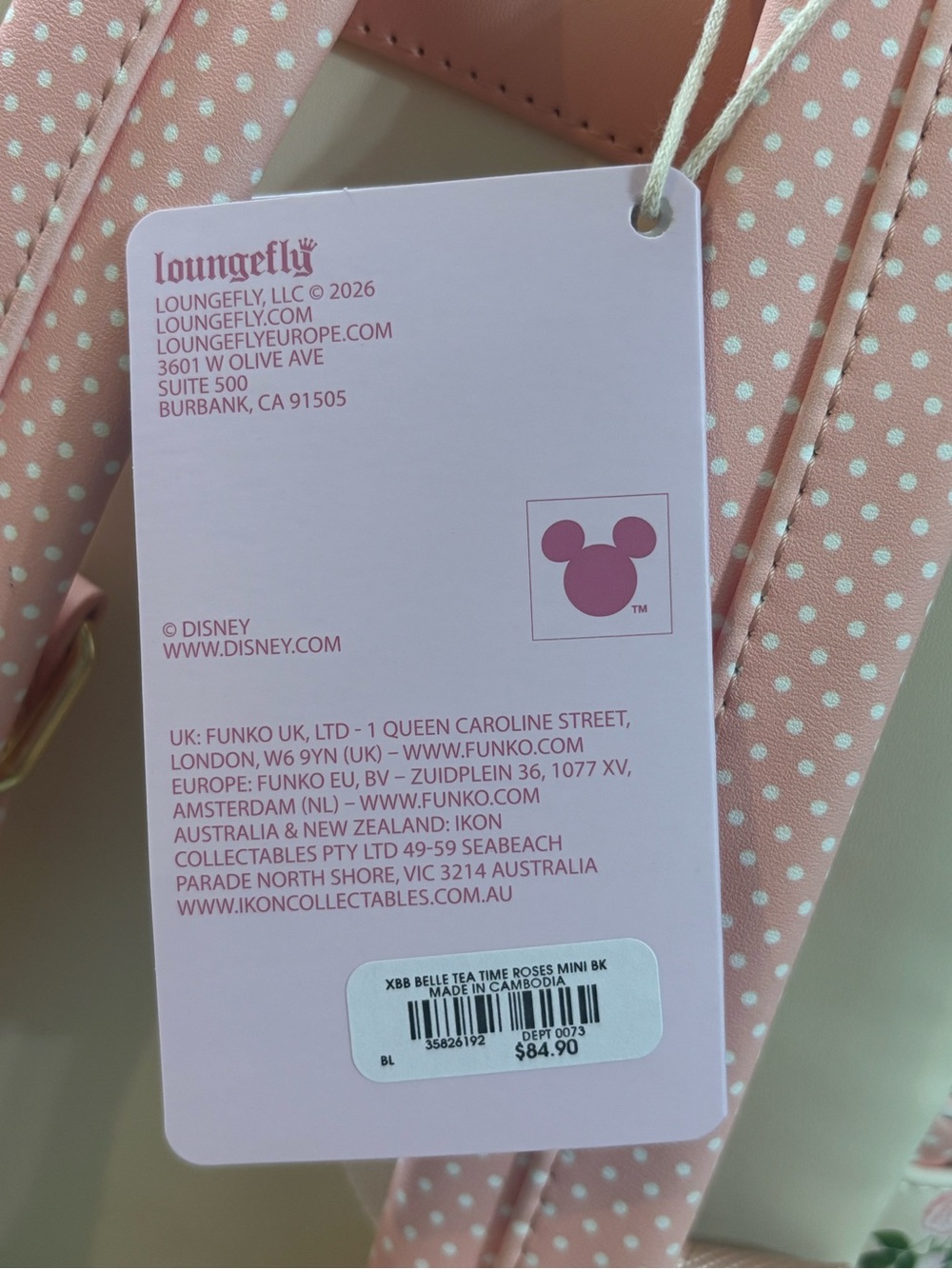 Loungefly Belle Floral Mini Backpack - Cream, Pink & Yellow - Picture 6 of 6